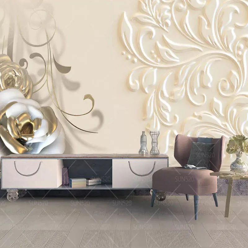 Custom 3D Mural Rose Vine European Shading Wall Covering Wallpaper For Living Room Bedroom Background Wall paper For Walls 3 D