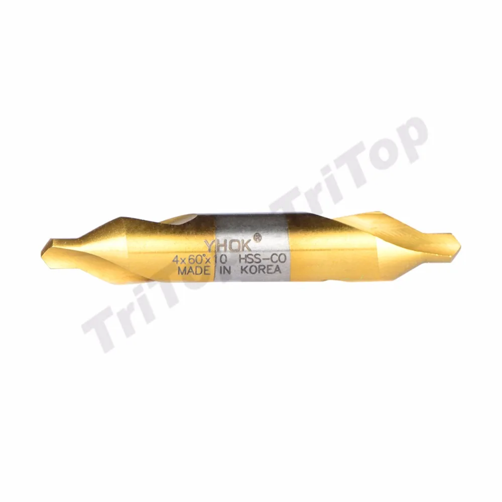 5 pz/lotto D4.0 * 60 gradi HSS alta qualità contenente cobalto dorato rivestimento punta da trapano centrale diametro gambo 10mm 60