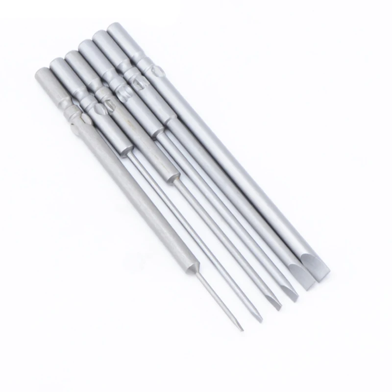 6pcs/lot Round 5mm Shank 801 Electric Slotted Screwdriver bit set Tool Parts 100mm long 1.6mm 2.0mm 2.5mm 3mm 4mm 5mm