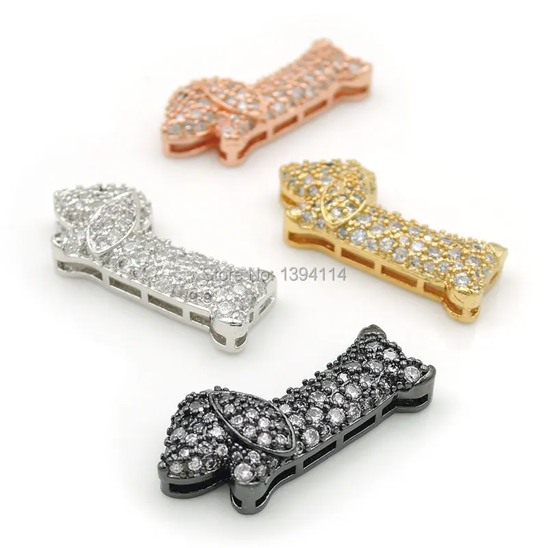 22*10*5mm Micro Pave Clear CZ Mastiff Oblate Flat Beads Fit For Making DIY Bracelets Or Necklaces Jewelry