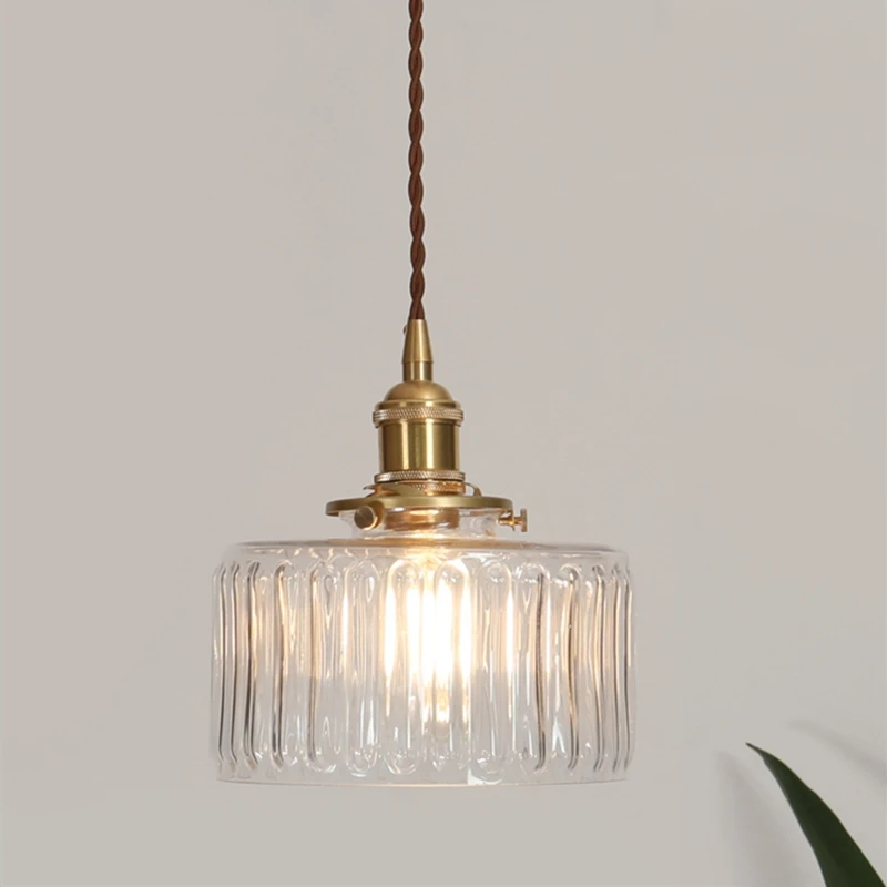 modern stripe hand blown glass light fixture brass lamp holder lustre suspension hanging lights