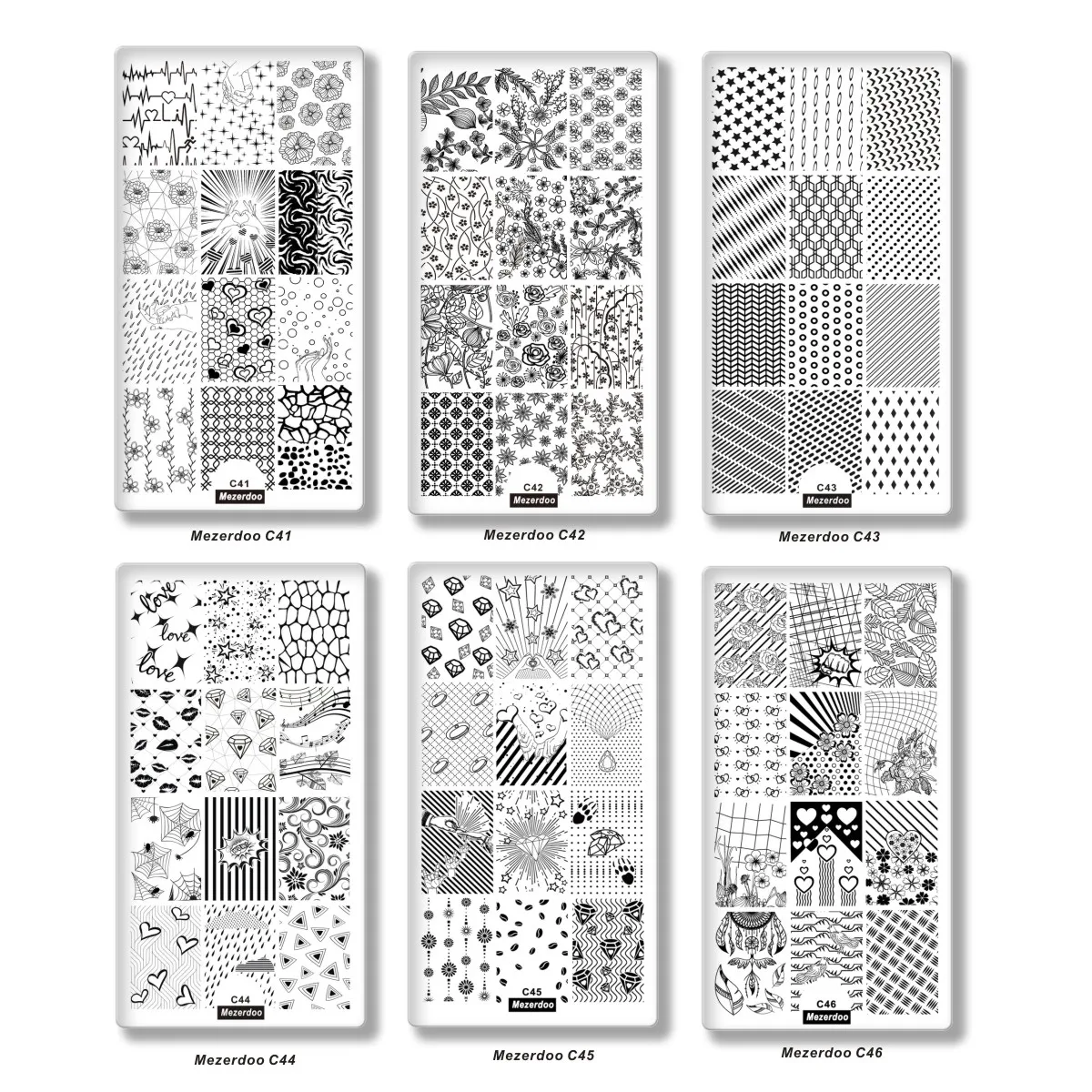 10Pcs Professional Stamping Plate Nail Art Stamping Image Plates Lace Grid Flower DIY Stamp Template Nail Stencil Tool Kits