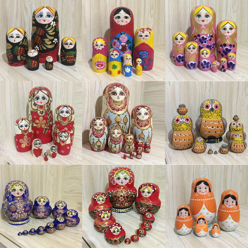 

Hand Painted Wooden Nesting Dolls Matryoshka Babushka Set Russian Dolls Home Decoration Kids Birthday Chrismas Gifts