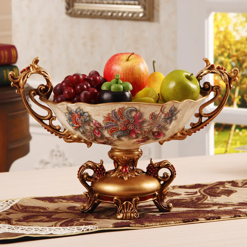 Creative European home decoration accessories  Fruit Pan Large Luxury Resin Living Room Fruit Pan Tea Table Decoration