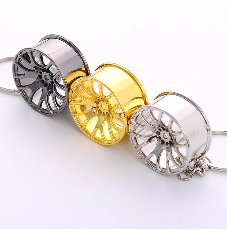 New 3D Miniature Car Metal Wheel Rim Keychain Car Key Ring Wheel Hub Key Chain Best Party Gift Jewelry