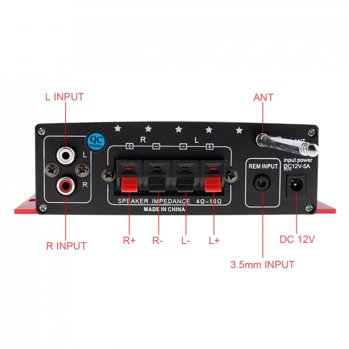 Kinter MA120 HiFi 2 Channel Output Power Amplifier FM Radio Stereo Player Support USB SD DVD MP3 Input with Remote Control