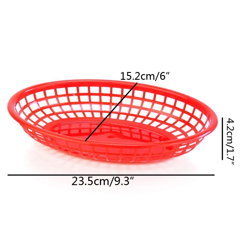 6 -12pcs Oval Food Basket Hamburger Dinner Plates Set Plastic Fast Food Trays Restaurant BBQ Dinner Plate Serving Tray  Green