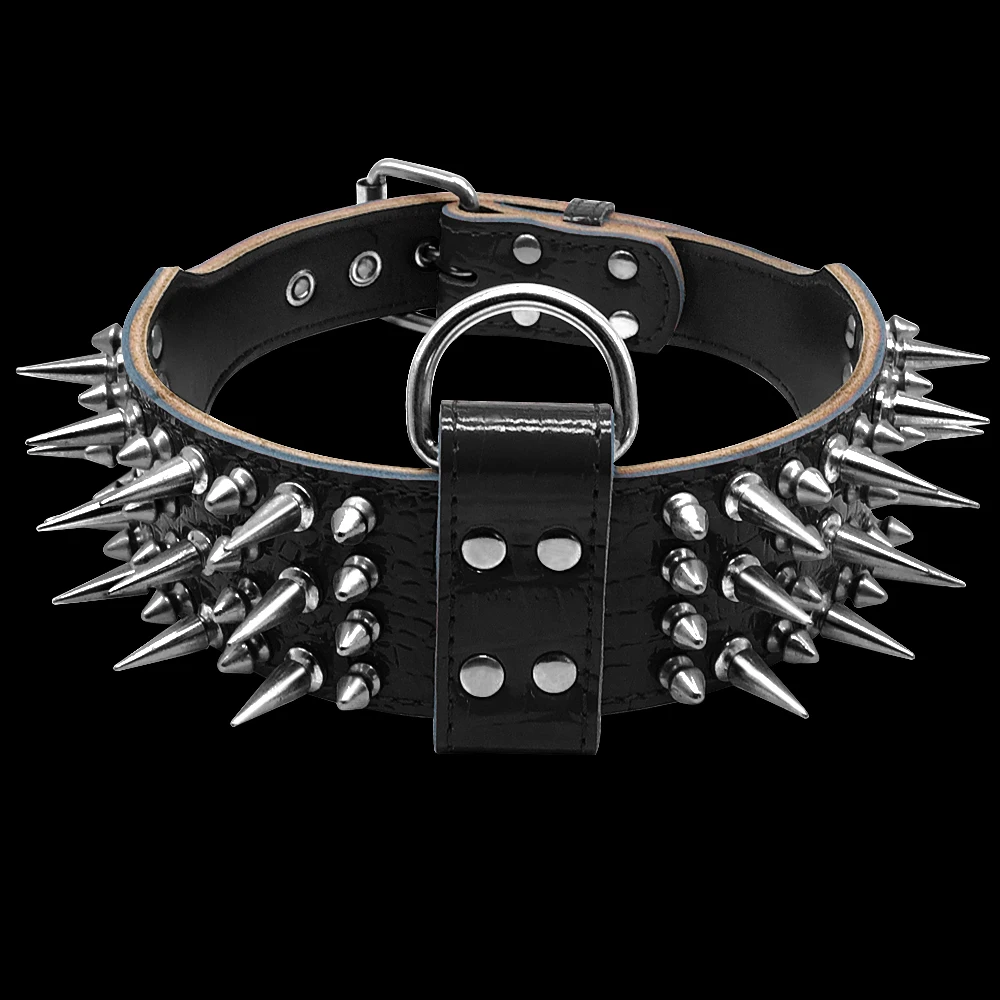 2inch Wide Cool Sharp Spiked Studded Leather Dog Collars For Medium Large Dogs Pitbull Bulldog Rottweiler German Shepherd M-XL