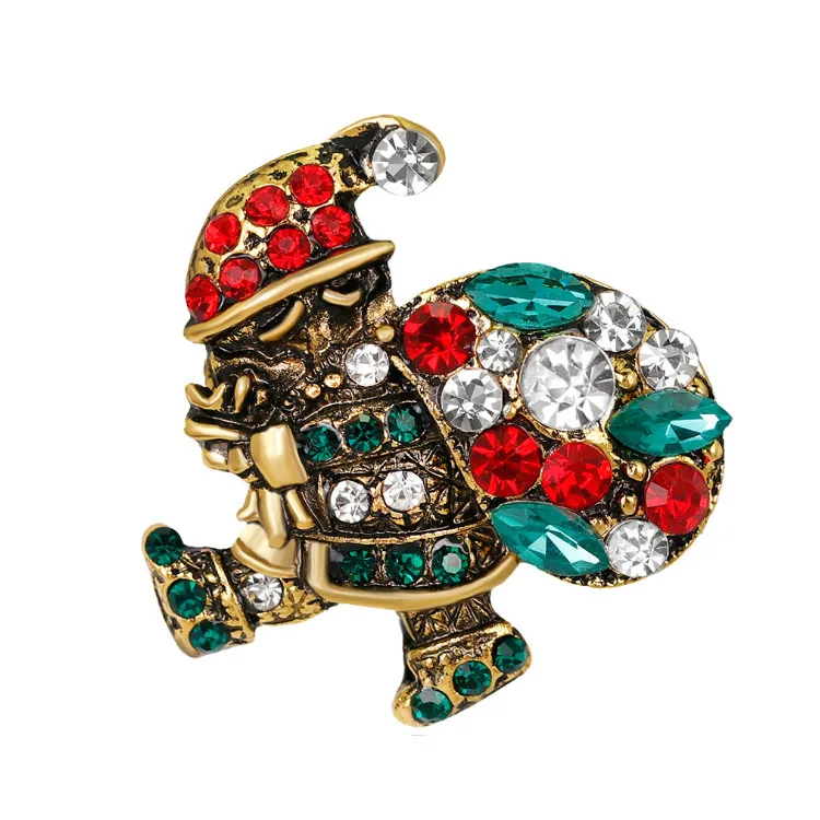 30pcs/lot Santa Claus Brooch Rhinestone Custom Christmas Brooch Christmas Santa Claus Brooch Pin