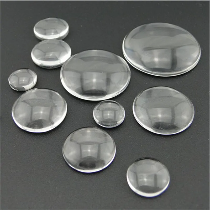 6pcs/lot Flat Back 35/40/50/60mm Transparent Clear Glass Cabochon Cameo Setting Base Set For DIY Jewery Finding Z350