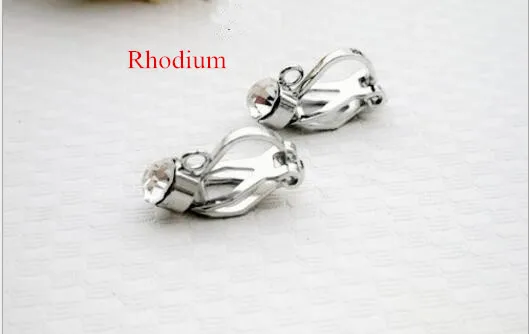 10 sztuk/partia miedzi kolczyki klipy z Rhinestone/nie kolczyk do piercingu drutu haki klipsy do uszu dla DIY akcesoria do wyrobu biżuterii Z775 — zdjęcie 4