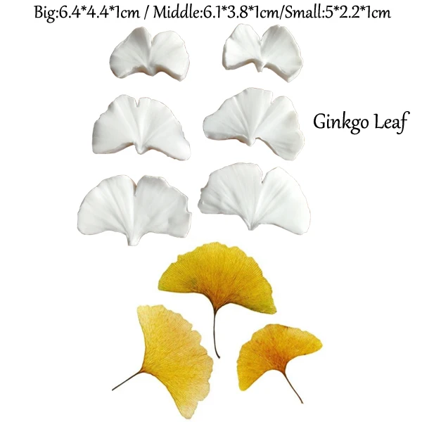 Ginkgo Biloba Veiner &Cutter Veiners Silicone Molds Fondant Sugarcraft Gumpaste Clay Water Paper Cake Decorating Tools CS266