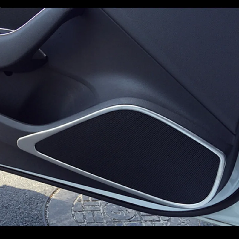 4pcs Car Styling Door Audio Speakers Frame Cover Stereo Loudpeaker Decoration Trim For Audi A3 8V 2014-18 Interior Stickers