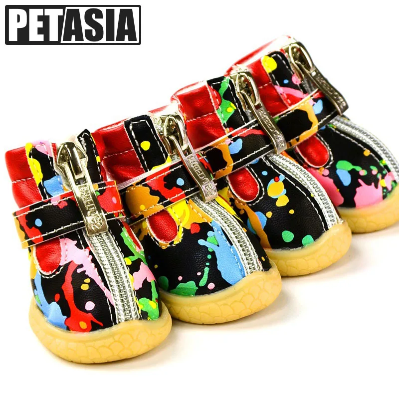 

Winter Pet Dog Shoes Camouflage Boots Warm Winter Autumn Anti-Slip Waterproof Shoes 4Pcs/Set for Small Puppy Dogs Shoes PETASIA