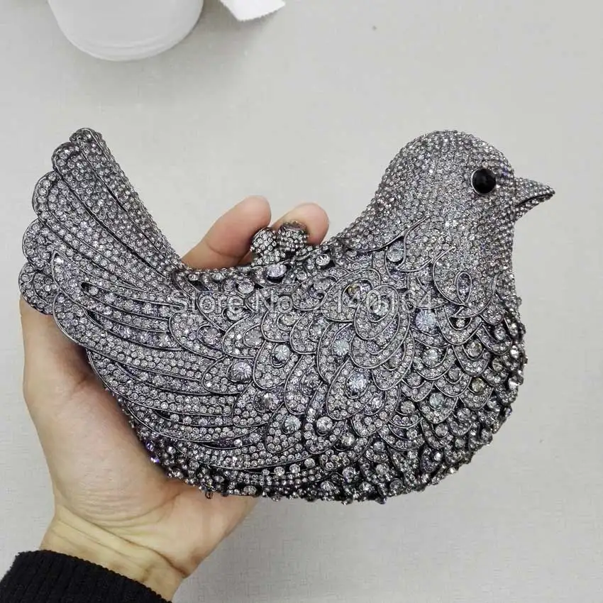 Luxury Handcraft Diamond Crystal Evening Bag Rhinestone Animal Bird Evening Clutch Bag for Party Lady Bling Wedding Purse