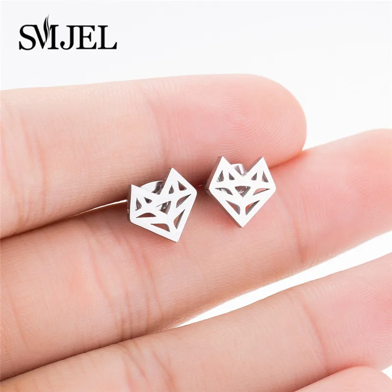 Smjel fox ohrringe schwarz edelstahl ohrringe modeschmuck kleine geometrische tier ohrringe piercing aretes de mujer