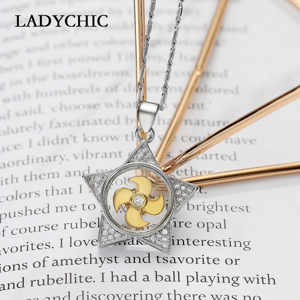 LADYCHIC New Arrival Pentagram Rotatable Gold Windmill Pendant Southeast Asian National Style Lucky Necklace Jewelry Gift LN1320