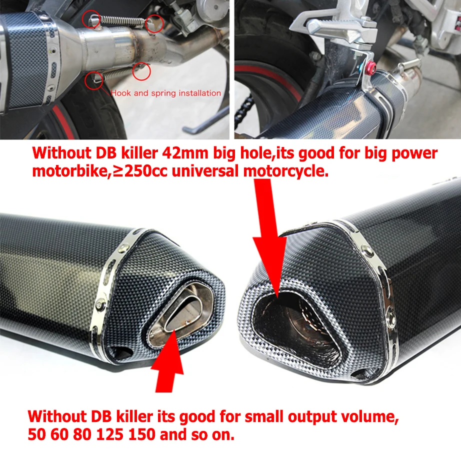 Alconstar- Universal Motorcycle Exhaust Muffler Escape Moto Pipe Slip On DB Killer 51mm Akrapov Laser For Kawasaki Yamaha MT07