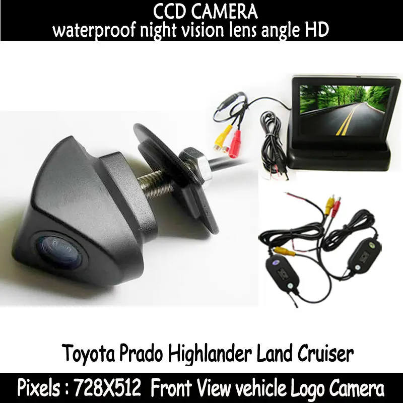 

Waterproof Car CCD front View Camera + Monitor forToyota seriesToyota Prado Highlander Land Cruiser installed in the car logo