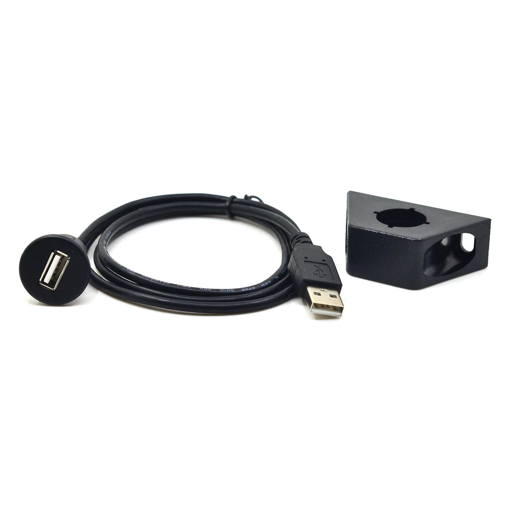 Small USB 2.0 Male to Female Car AUX Mount Flush Panel Extension Cable for Car Truck Boat Motorcycle Dashboard 3ft 1m