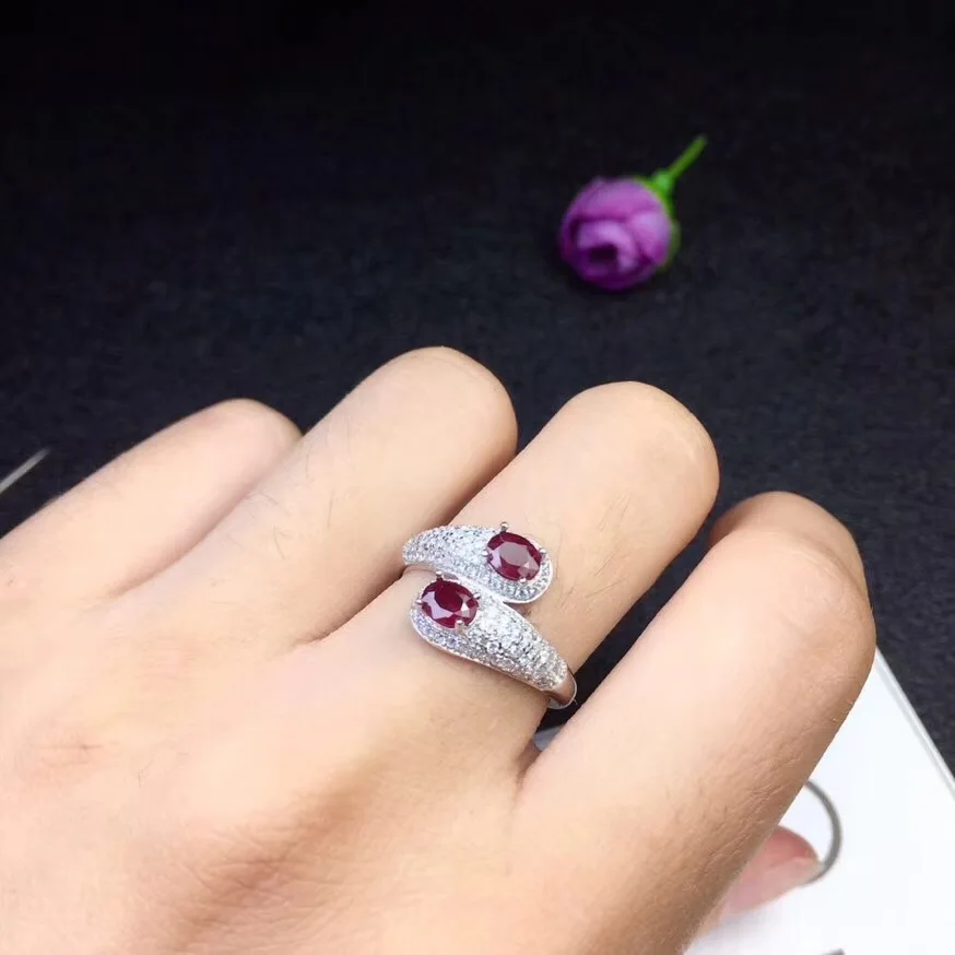 New shop promotion natural ruby lady ring color good 925 Silver Mosaic explosion recommended