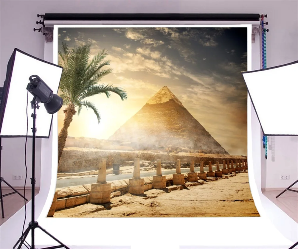 Laeacco Pyramid Egypt Desert Cloudy Sky Scenic Photocall Photography Backgrounds Photographic Backdrops For Photo Studio