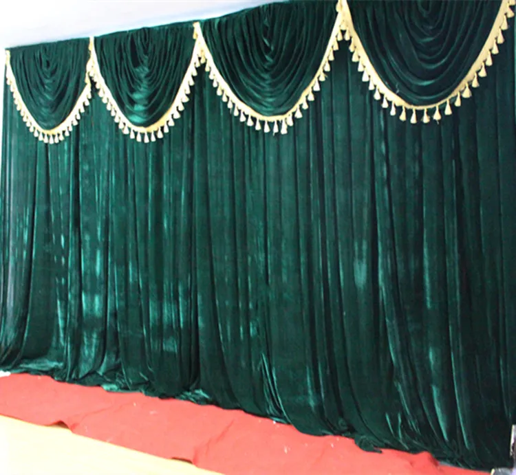 Green Velvet Cloth Performance Kindergarten Party Fiesta Wall Decorations Wedding Background Stage Curtain Meeting Backdrop