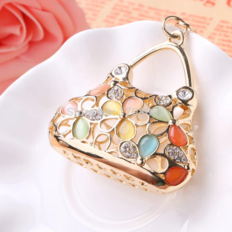 New Arrival Fashion alloy rhinestone color lovely lady bags keychain charm handbag key chains ring holder for women Jewelry gift