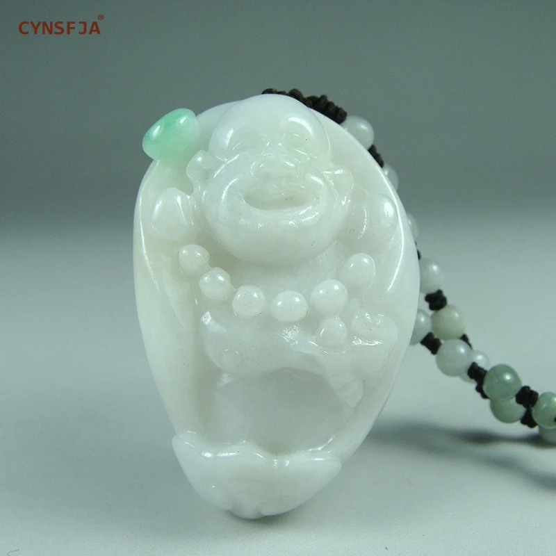 

CYNSFJA Real Rare Certified Natural Grade A Burmese Jadeite Amulets Buddha Jade Pendant Hand Carved Art High Quality Best Gifts