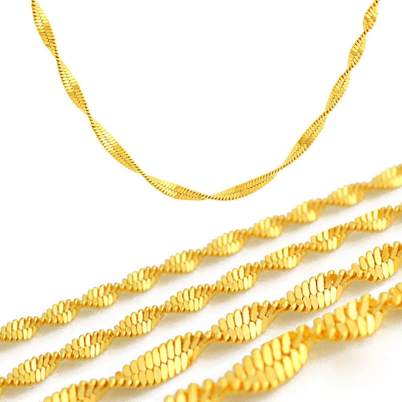 One Piece Water Wave Chain Necklace Matching Eternal Gold Filled Women Single Chain Match Chain Jewelry Wholesale