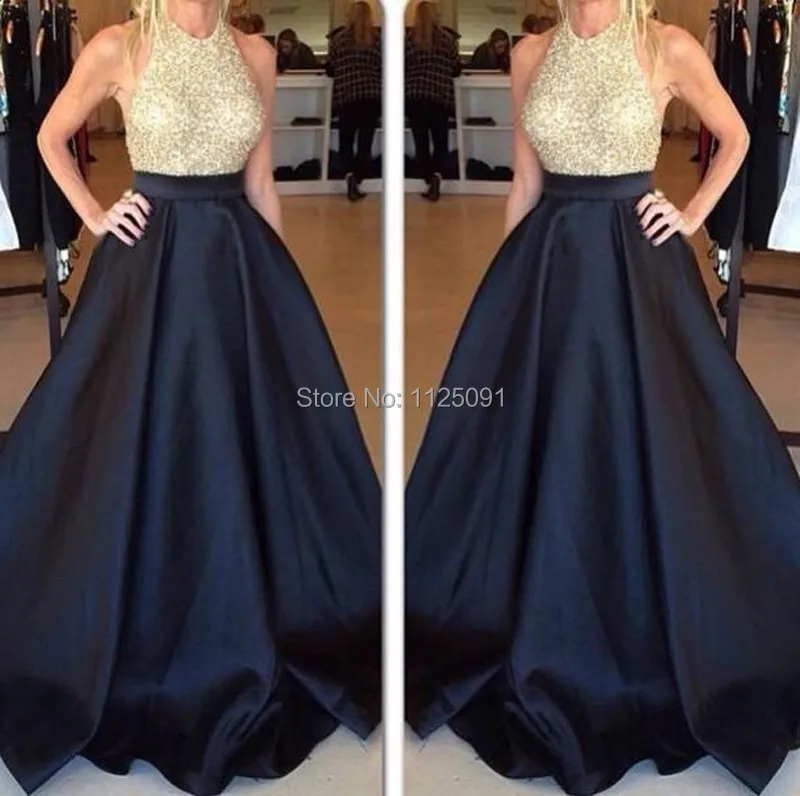 Stunning New Collections A-line Prom Dress with Sparkling Beads Sequined Vestidos Festa Formal Dress Evening Gowns Backless