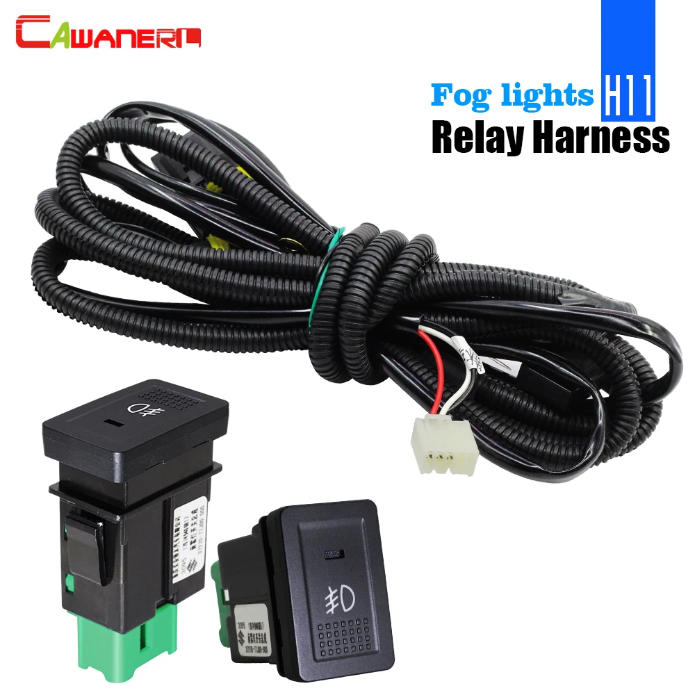 Cawanerl H11 Fog Light Harness Wiring Socket Wire + Switch with LED indicator AT Relay For Suzuki Grand Vitara Swift Jimny Ignis