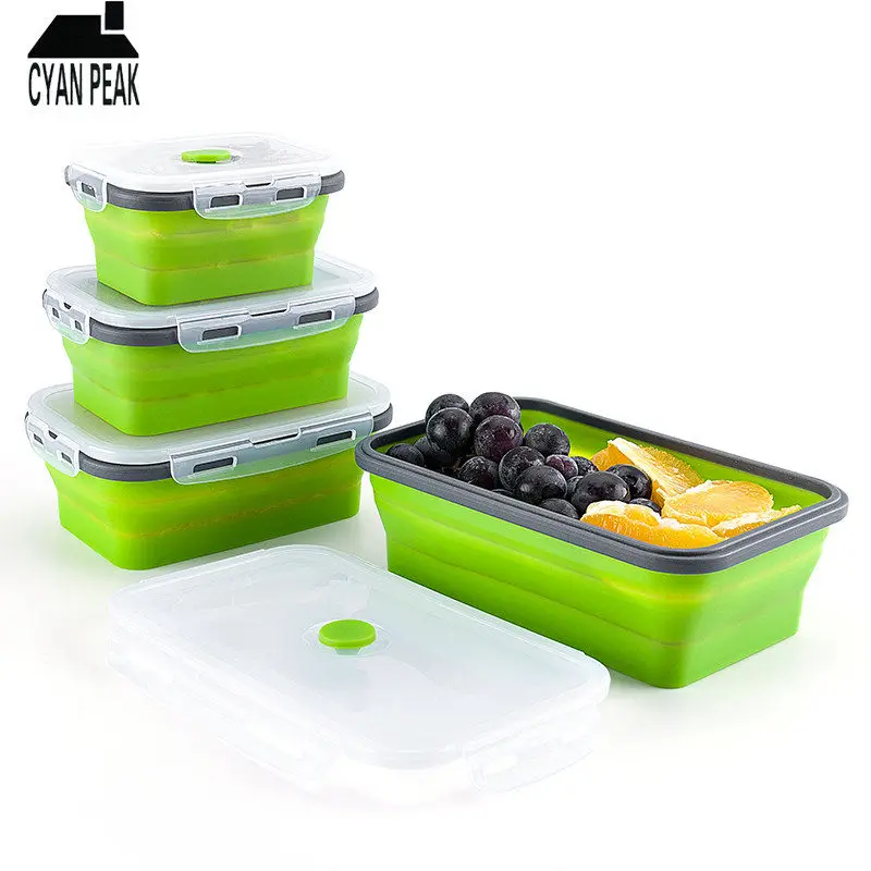 350/500/800/1200ml Silicone Lunch Box Collapsible Bento Portable Box Bowl Bento School Boxes Folding Food Container Travel