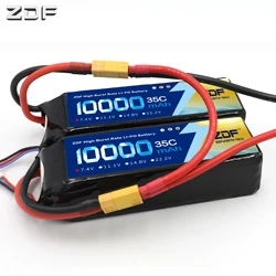 ZDF RC Lipo Battery 4S 14.8V 10000mah (2x7.4v 10000mah + adpter Y plug) 35C Max 70C For Rc racing Airplane Traxxas Car RC Truck