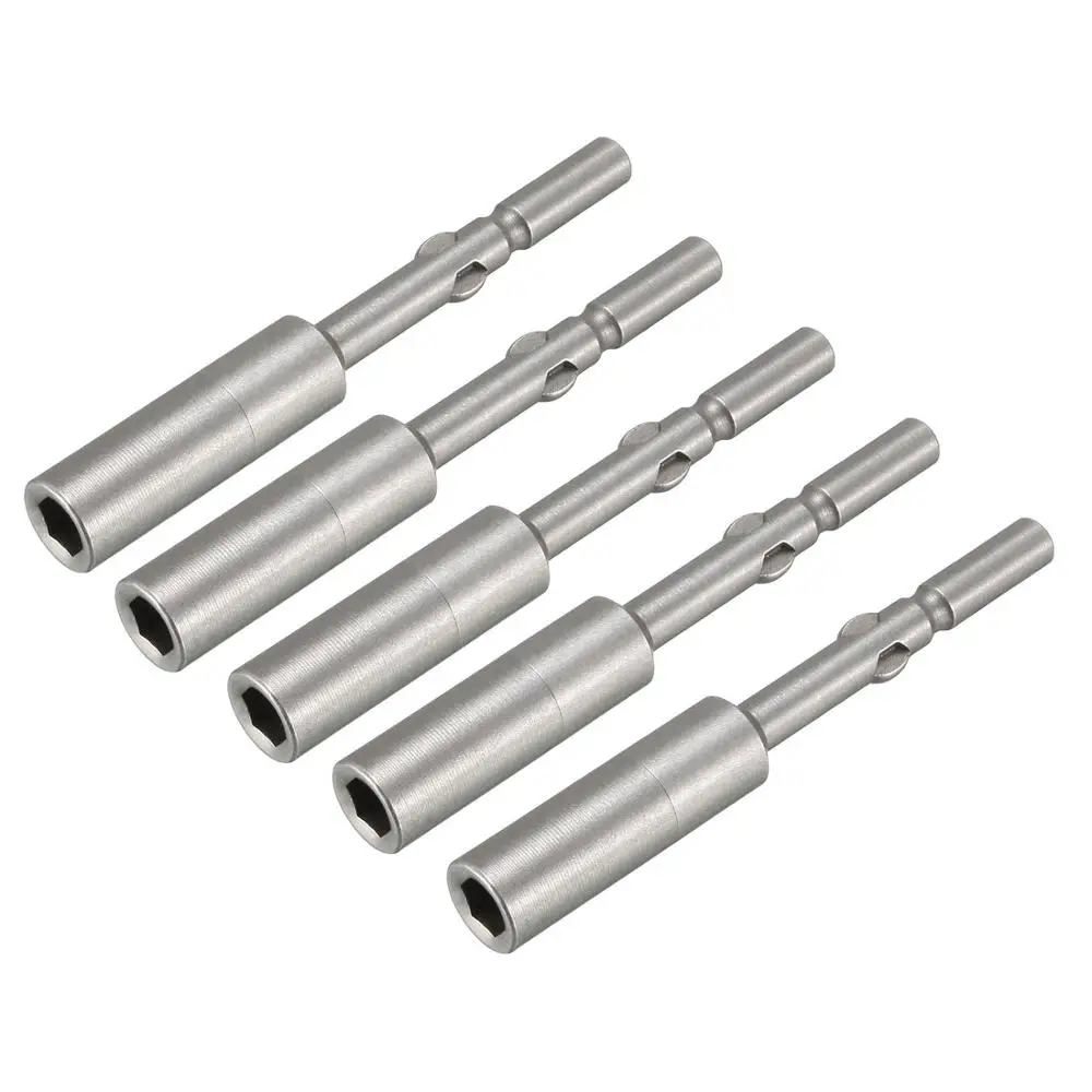 

uxcell 5pcs 5mm Driver Tip Nut Setter 5mm 5.5mm 6mm Hex Socket Round Shank Cr-V Non-Magnetic 65mm/2.56" Length Hardware Tools