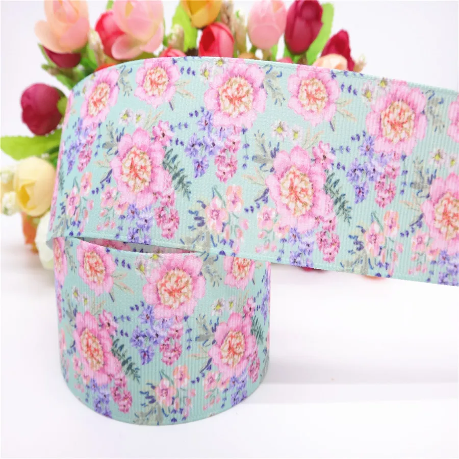10 Yards 1" 25MM /1.5" 38MM Blumenmuster-Grosgrainband für Haarschleifen, DIY-Dekoration, Bastelarbeiten MD19031201 – Detail 4