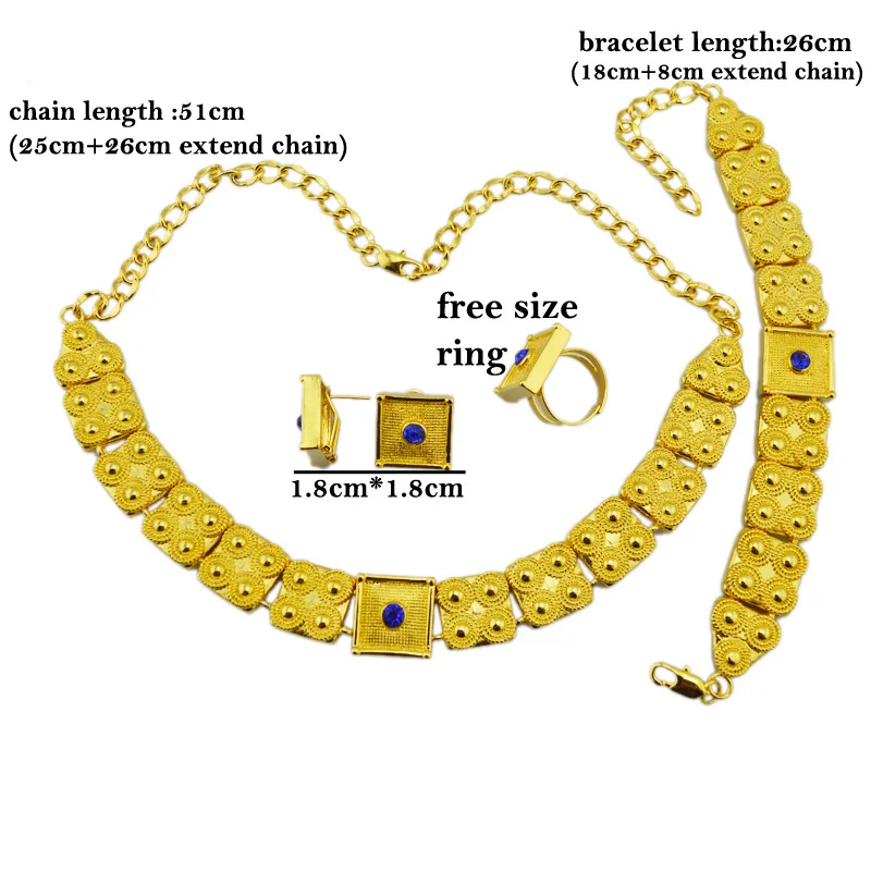 Ethlyn gold Eritrean  jewelry sets gold Color  chain/bracelet/ring/earring jewelry sets  for  Ethiopian & Eritrean  Women S281