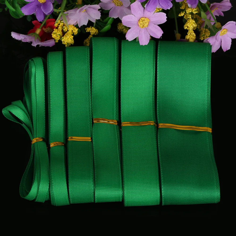 Green Color 5 Yards/lot Grosgrain Ribbon for Wedding Party Decoration&DIY Gift Wrapping Pick Size 7mm/10mm/15mm/20mm/25mm/38mm