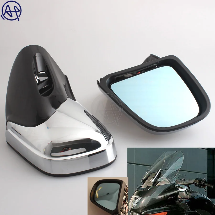 ABS Chrome+Black  Motorcycle Rearview Side Mirrors With LED Turn Signals Light 1Set For BMW K1200 LT K1200M 1999 2000-2008