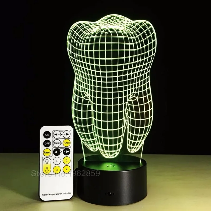 Zęby typu 3D Led lampa Dental kreatywny prezent kolorowe 3D zębów gradientu światła klinika stomatologiczna grafika Artware noc Dental show