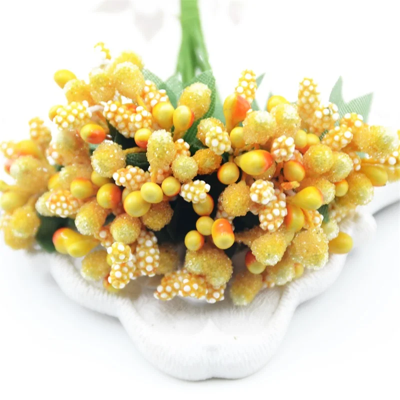 12pcs mini bud stamens family garden handmade artificial bouquet wedding merry christmas decoration DIY pearl craft fake flower