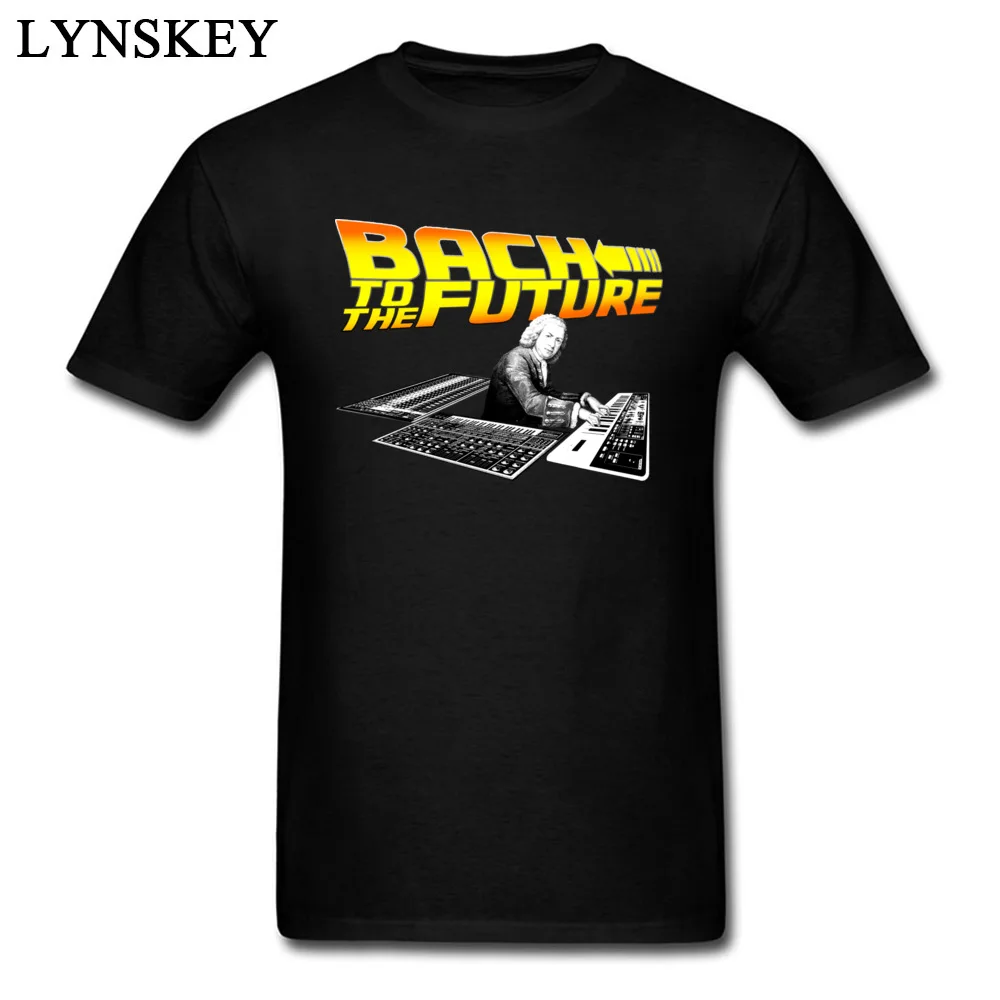 Bach To The Future Art Music T-shirts For Men Black Fashion Tee Shirt Short Sleeve Cotton Fabric Father's Day Stylish Gift