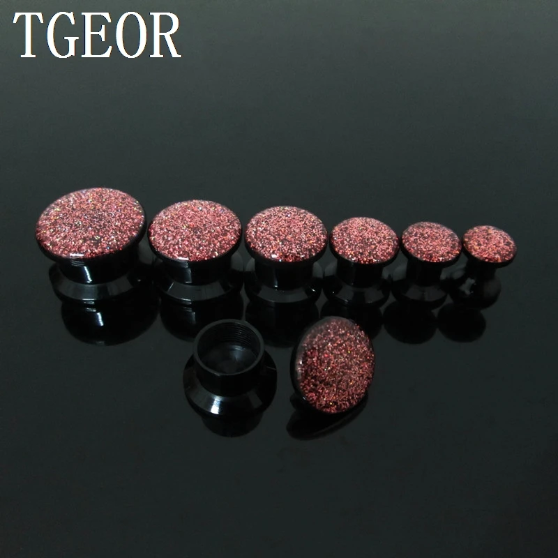 NEW body jewelry 1 pair mixed gauges glitter acrylic multi colors internally thread ear Flesh Tunnel free shipping