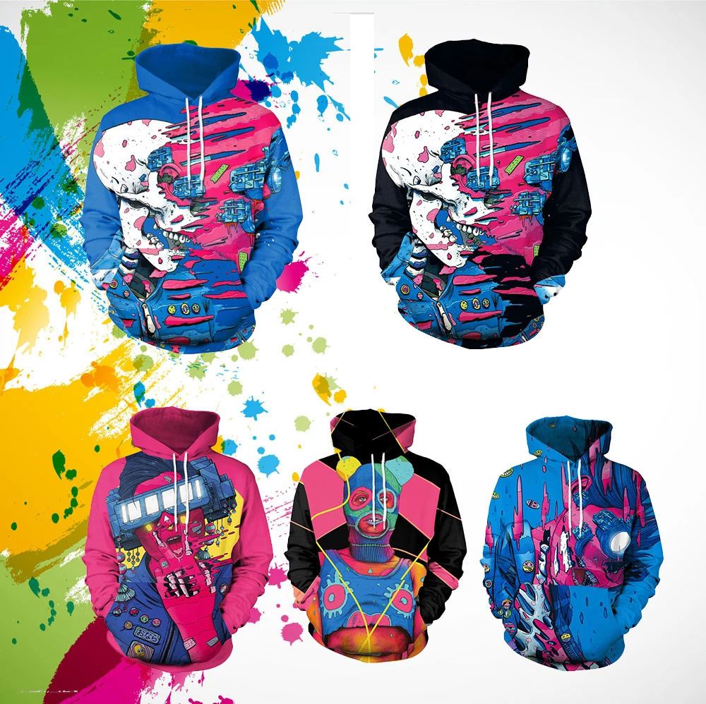 

SzBlaZe Unisex Graffiti Spoof Print Casual Hoodies Creative Youth Street Fashtion Sweatshirt With Cap Autumn pullover Clothing