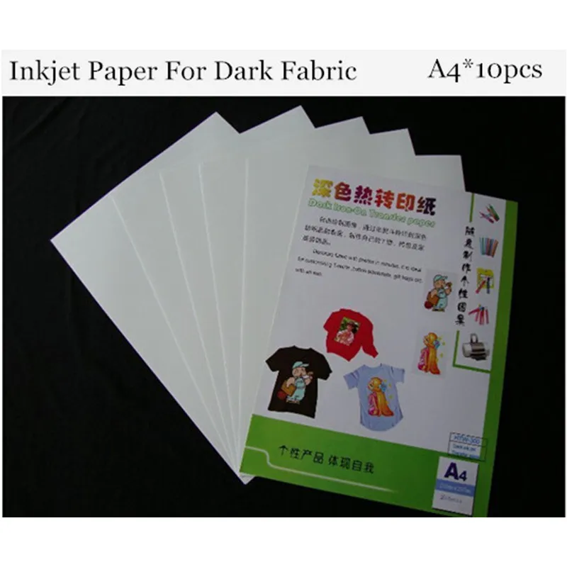 

(A4*10pcs) Dark Iron on Inkjet Heat Transfer Paper For Cotton Tshirts Thermal Transfer Papel For Dark and Light Fabrics HTW-300