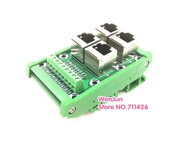 Imagem -06 - Módulo de Montagem de Trilho Din Jack 4-way Buss Breakout Board Conector do Bloco Terminal Alta Qualidade Rj45 8p8c 10 Pcs por Lote