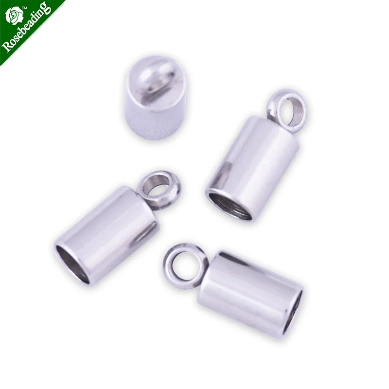 

20pcs stainless steel cord fastener,cord end clasp,fit 2-3mm leather cord