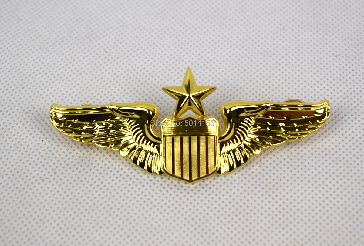 USAF U.S. Air Force Senior Pilot Metal Wing Badge Insignia Silver