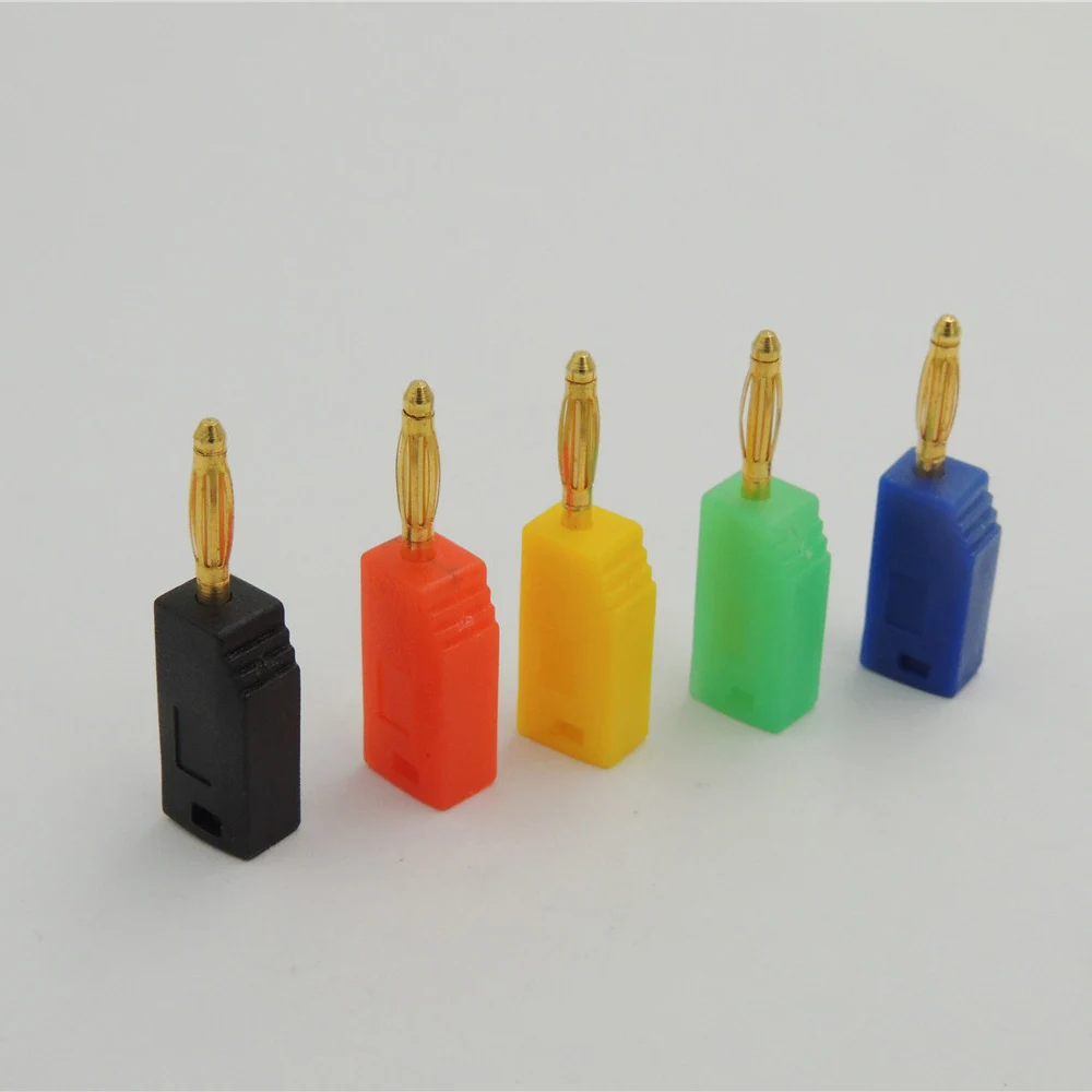 

100 pcs 2mm Gold Plated Copper stackable Banana Plug jack connector for Binding Post Test Probes 5 Color