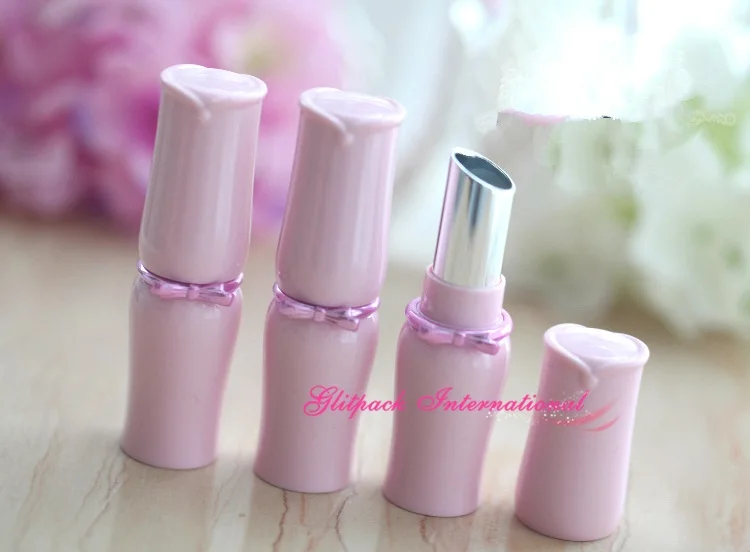 50pcs/lot Luxury Pink Color High Quality Ribbon 5g Empty Chapstick Container Lipstick Tube DIY Lip Balm 11.1mm Cup